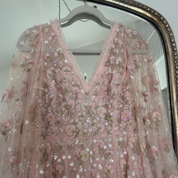 Needle & Thread Pink Embellished Long Sleeve Dress - Picture 3 of 5